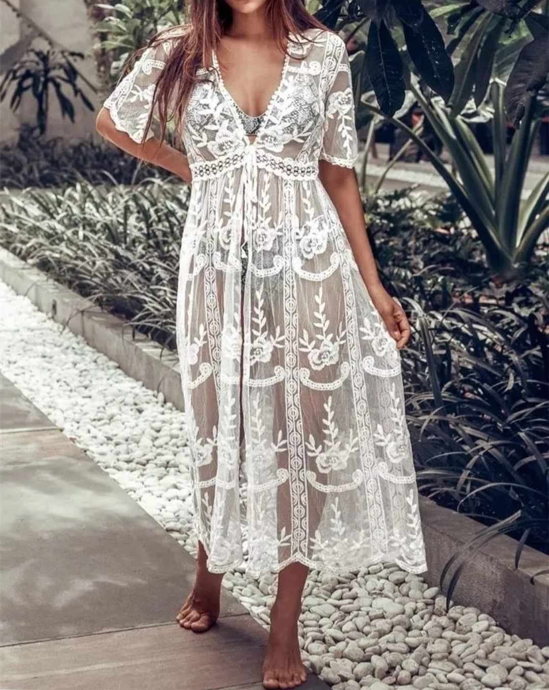 Pareo długa narzuta plażowa na strój kąpielowy - obrazek 2