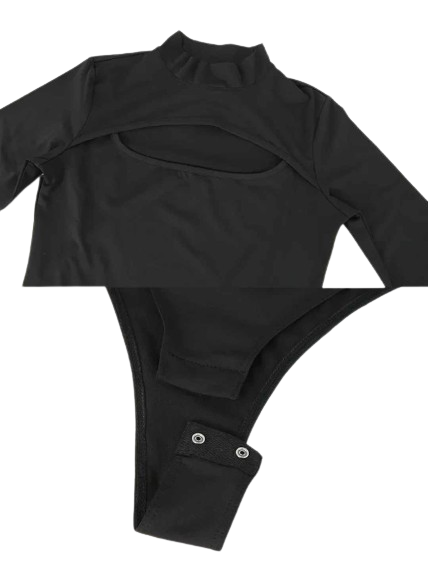 Damskie body czarne z wycięciem r.2XL - obrazek 5