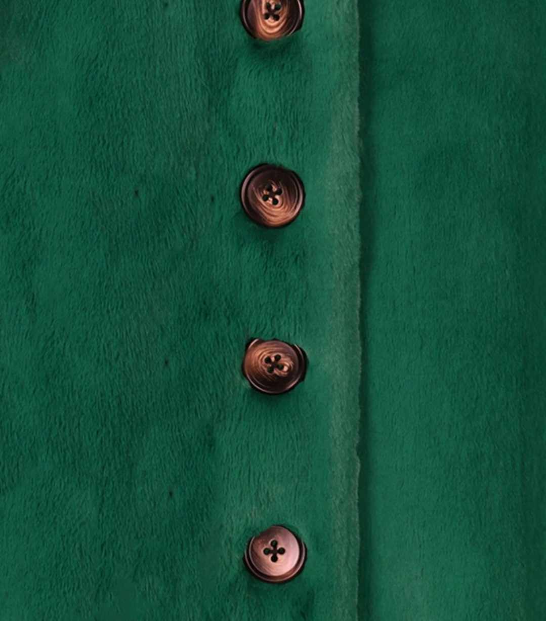 Damski futrzany zielony płaszcz - obrazek 4