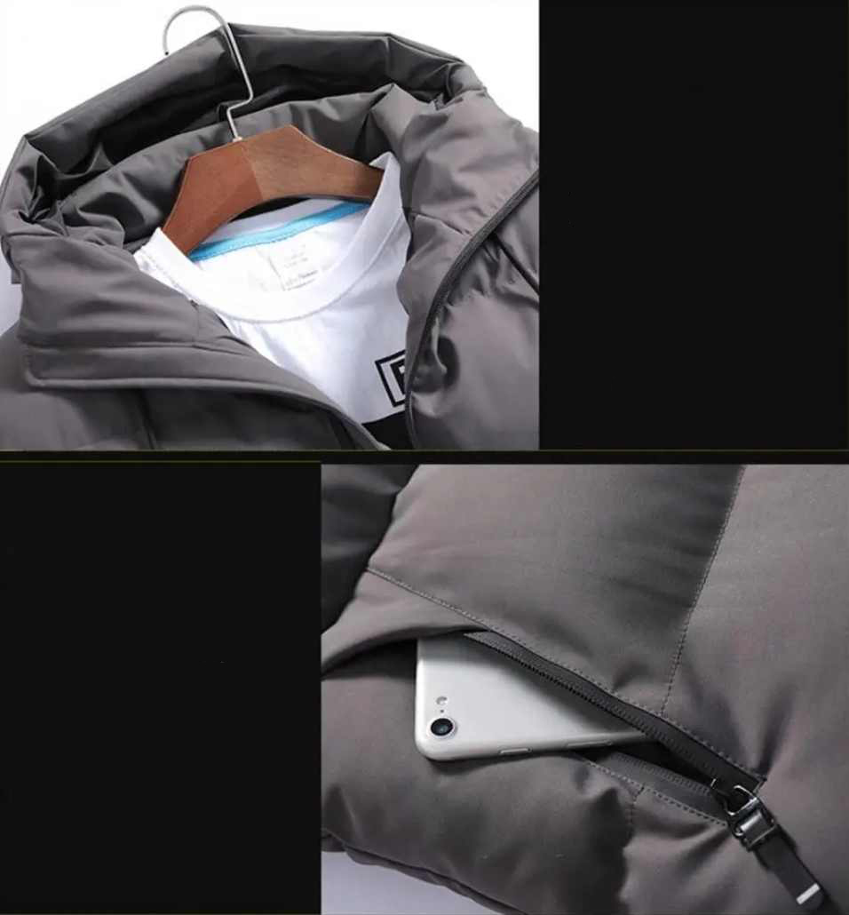 Czarna puchowa kurtka z kapturem - obrazek 4