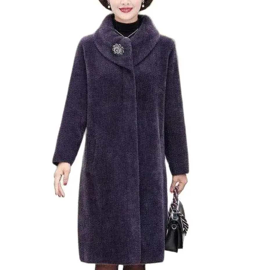 Elegancki damski płaszcz/narzutka alpaka M - obrazek 2