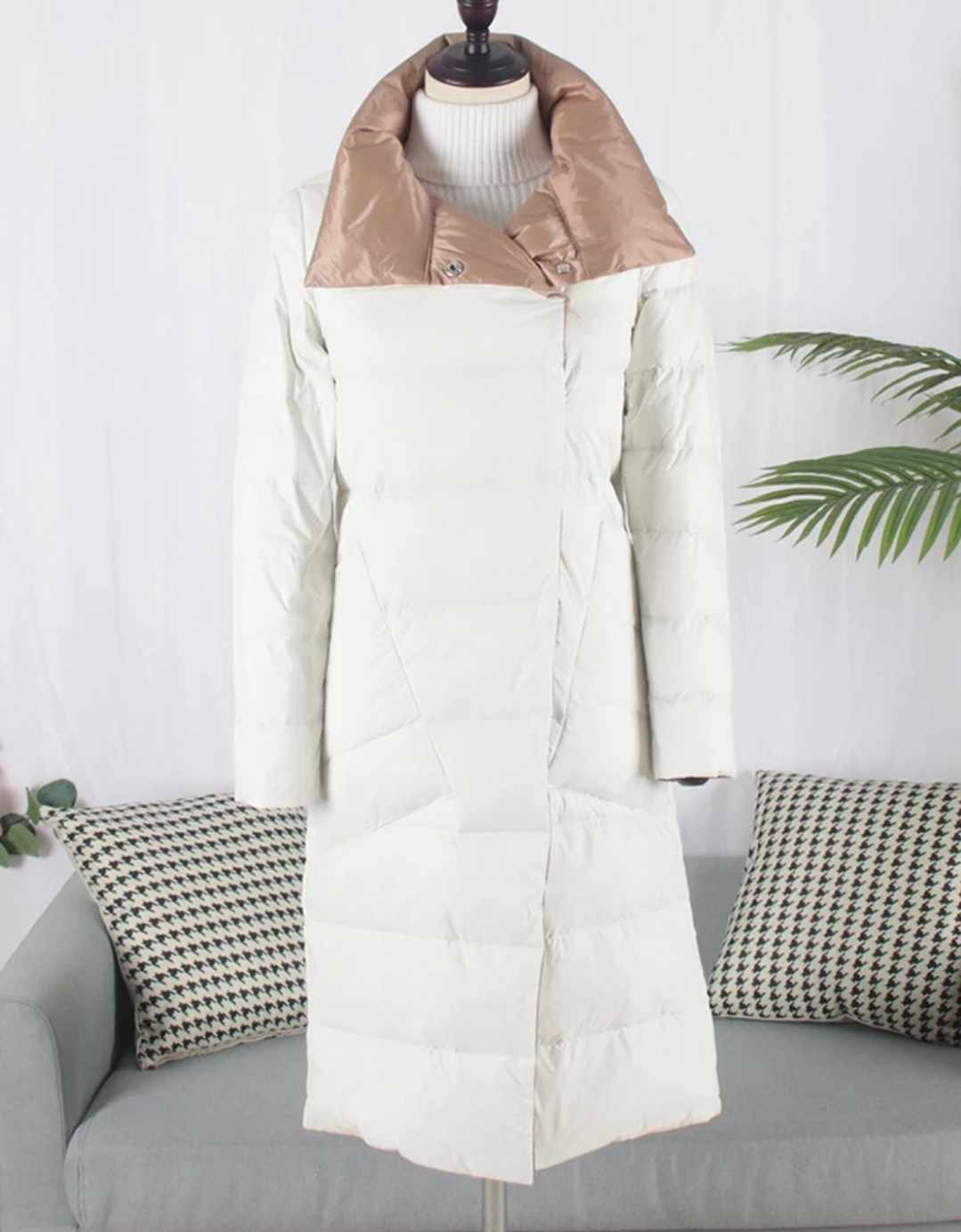 Dwustronny pikowany płaszcz damski - obrazek 5