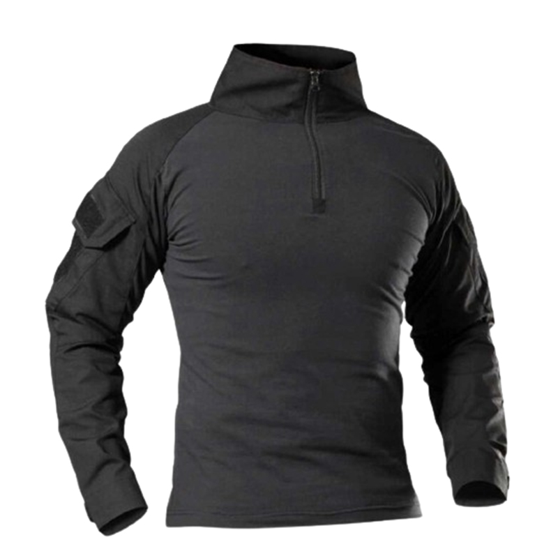 Męska taktyczna czarna koszulka z ochraniaczami na łokcie XL