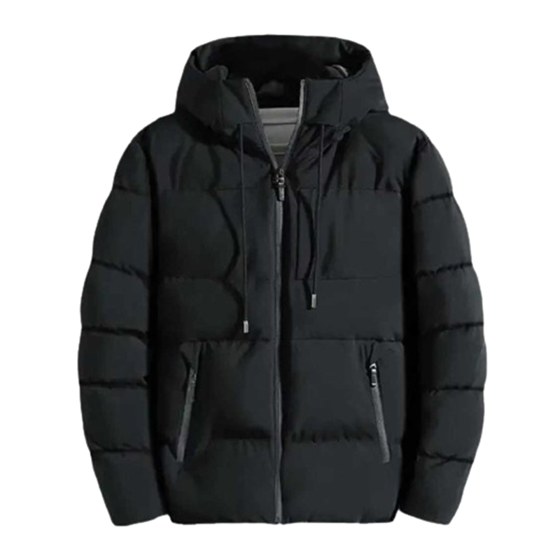 Czarna puchowa kurtka z kapturem