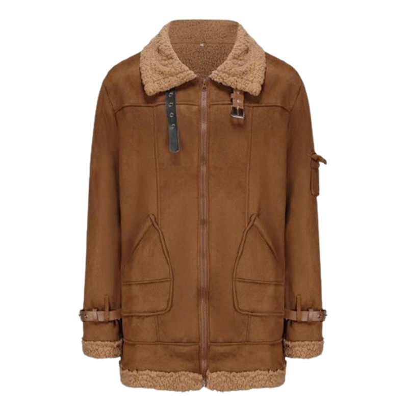 Brązowa kurtka ocieplana pluszem XXL