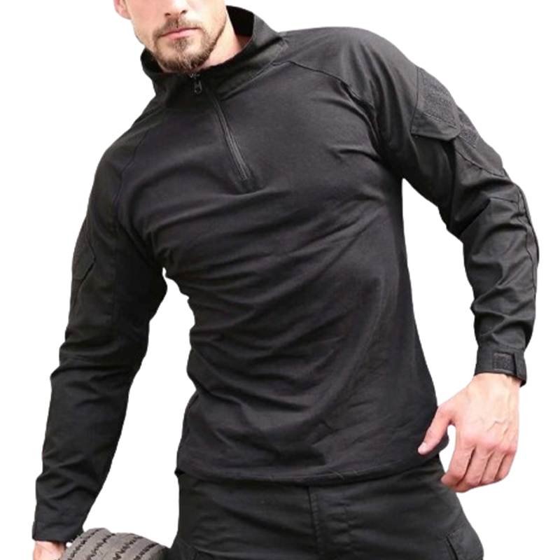 Męska taktyczna czarna koszulka z ochraniaczami na łokcie XL - obrazek 2