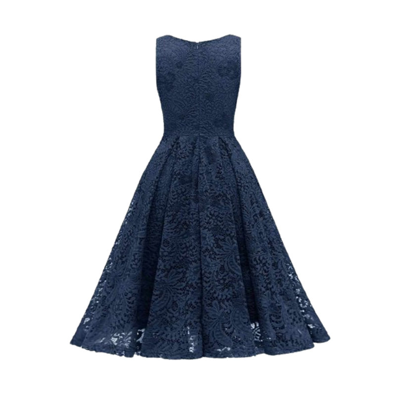 Koronkowa sukienka midi granatowa M - obrazek 3