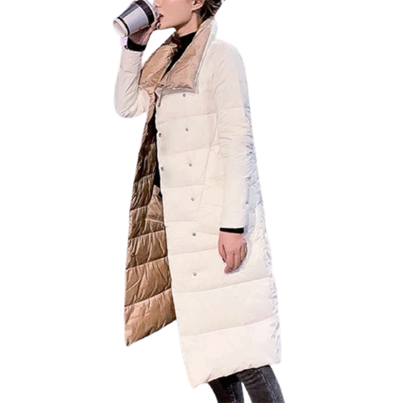 Dwustronny pikowany płaszcz damski - obrazek 4