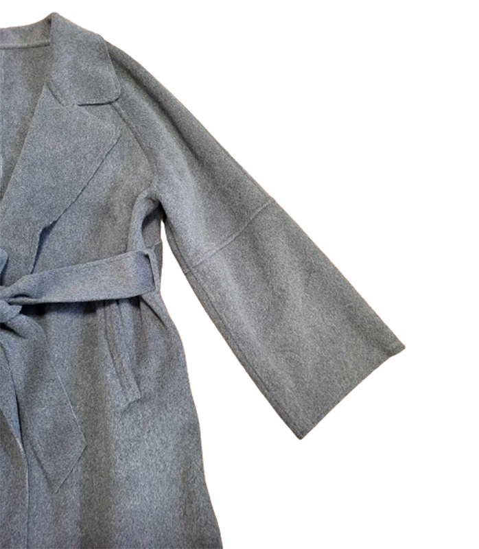 Szary płaszcz damski wiązany L - obrazek 4