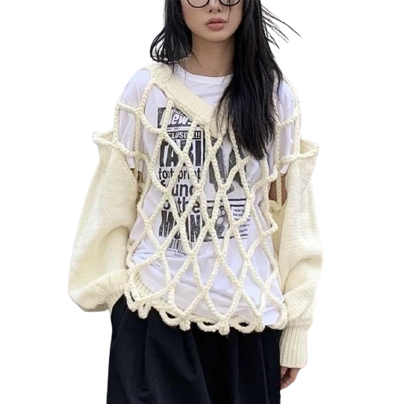 Damski sweter stylowy z wycięciami - obrazek 4