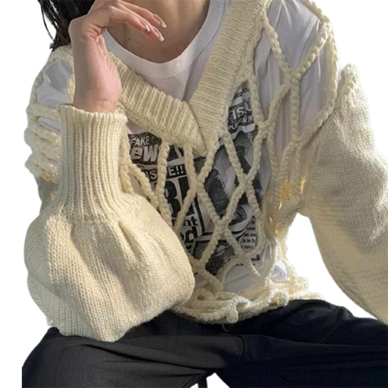 Damski sweter stylowy z wycięciami - obrazek 5