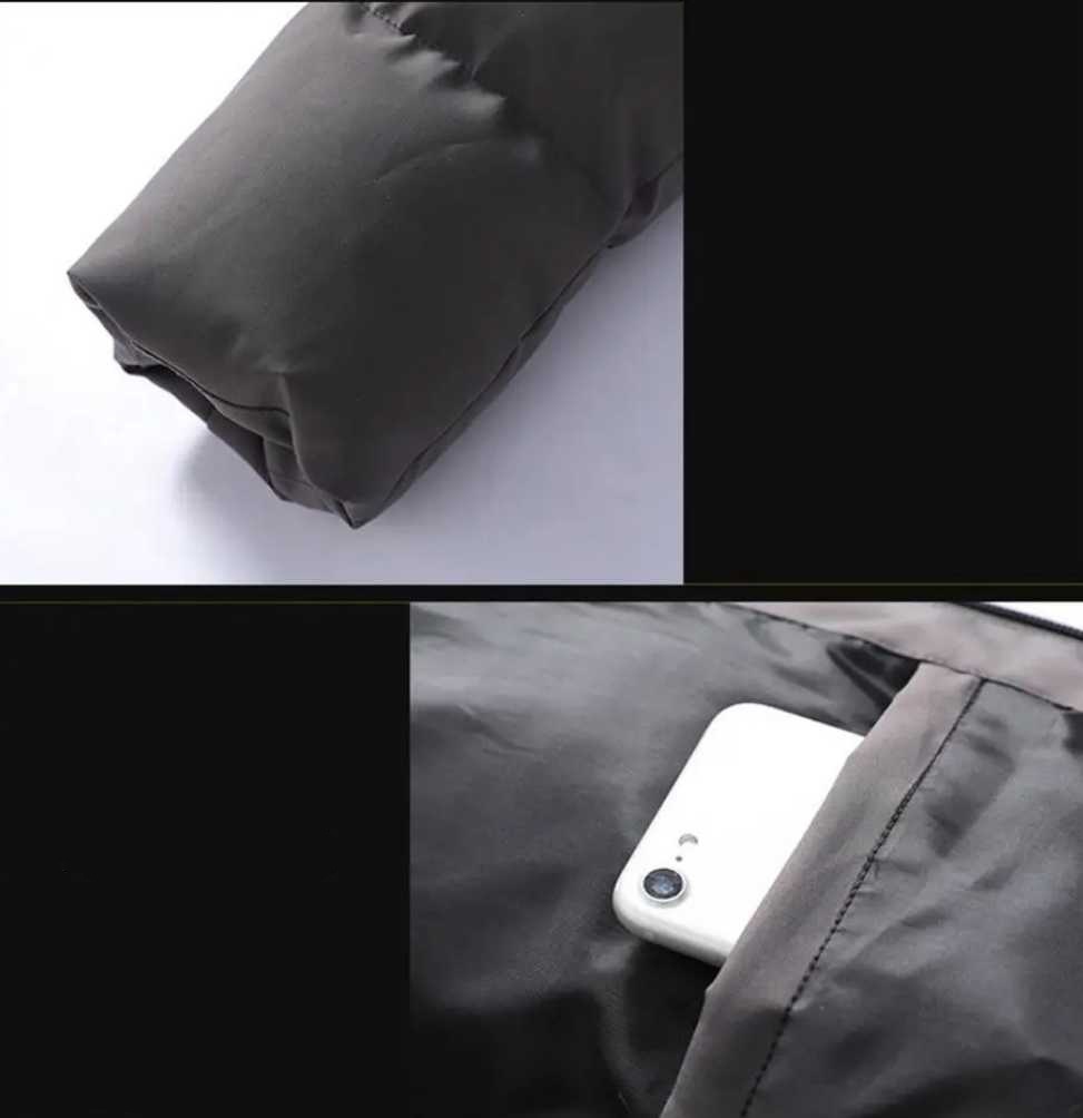 Czarna puchowa kurtka z kapturem - obrazek 5