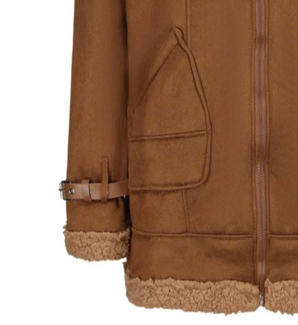 Brązowa kurtka ocieplana pluszem XXL - obrazek 4