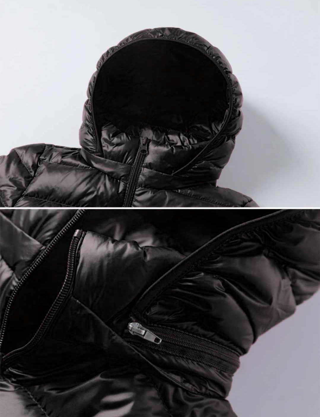 Damska ultralekka czarna kurtka przenośna - obrazek 3