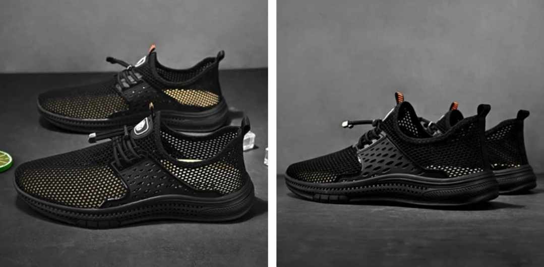 Męskie oddychające czarne buty siateczkowe - obrazek 8