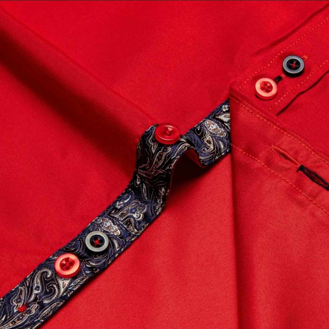 Męska czerwona koszula z długim rękawem - obrazek 5