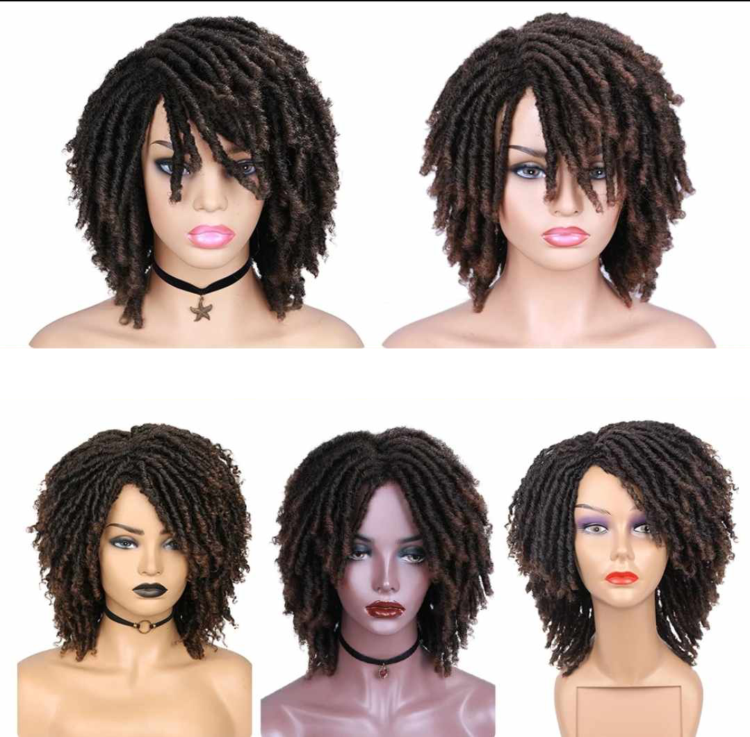 Peruka krótka afro ciemny brąz długość 30 cm - obrazek 3