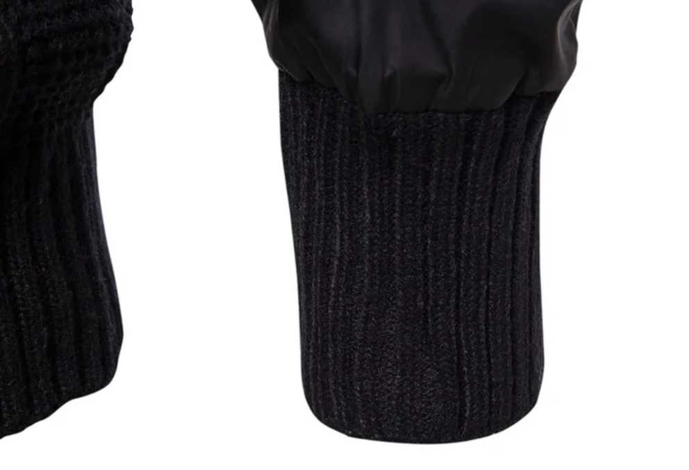 Męski czarny sweter z nylonowymi rękawami M - obrazek 8