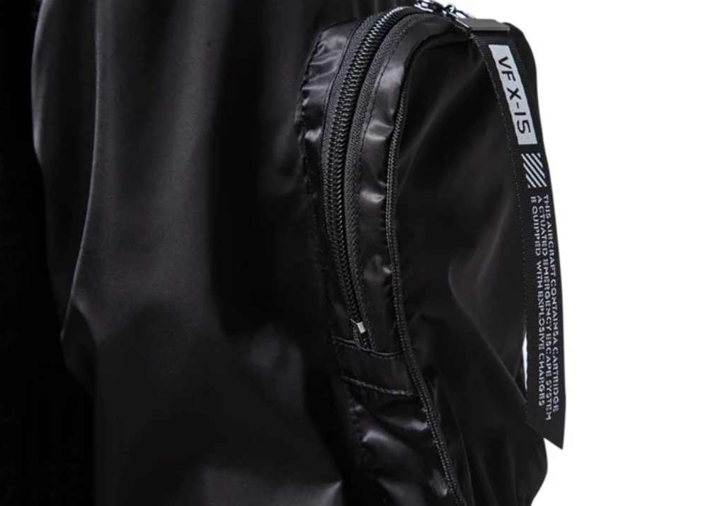 Męski czarny sweter z nylonowymi rękawami M - obrazek 5