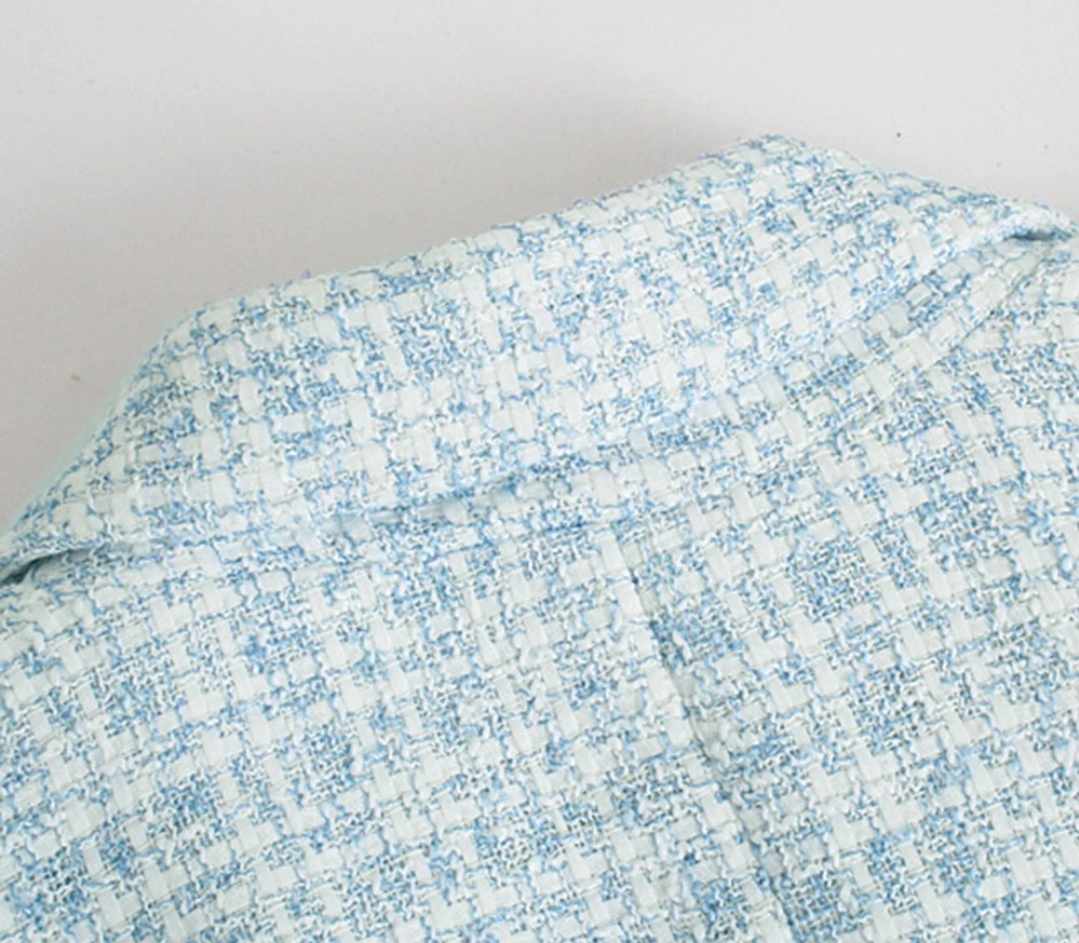 Damska dzianinowa marynarka niebieska - obrazek 5