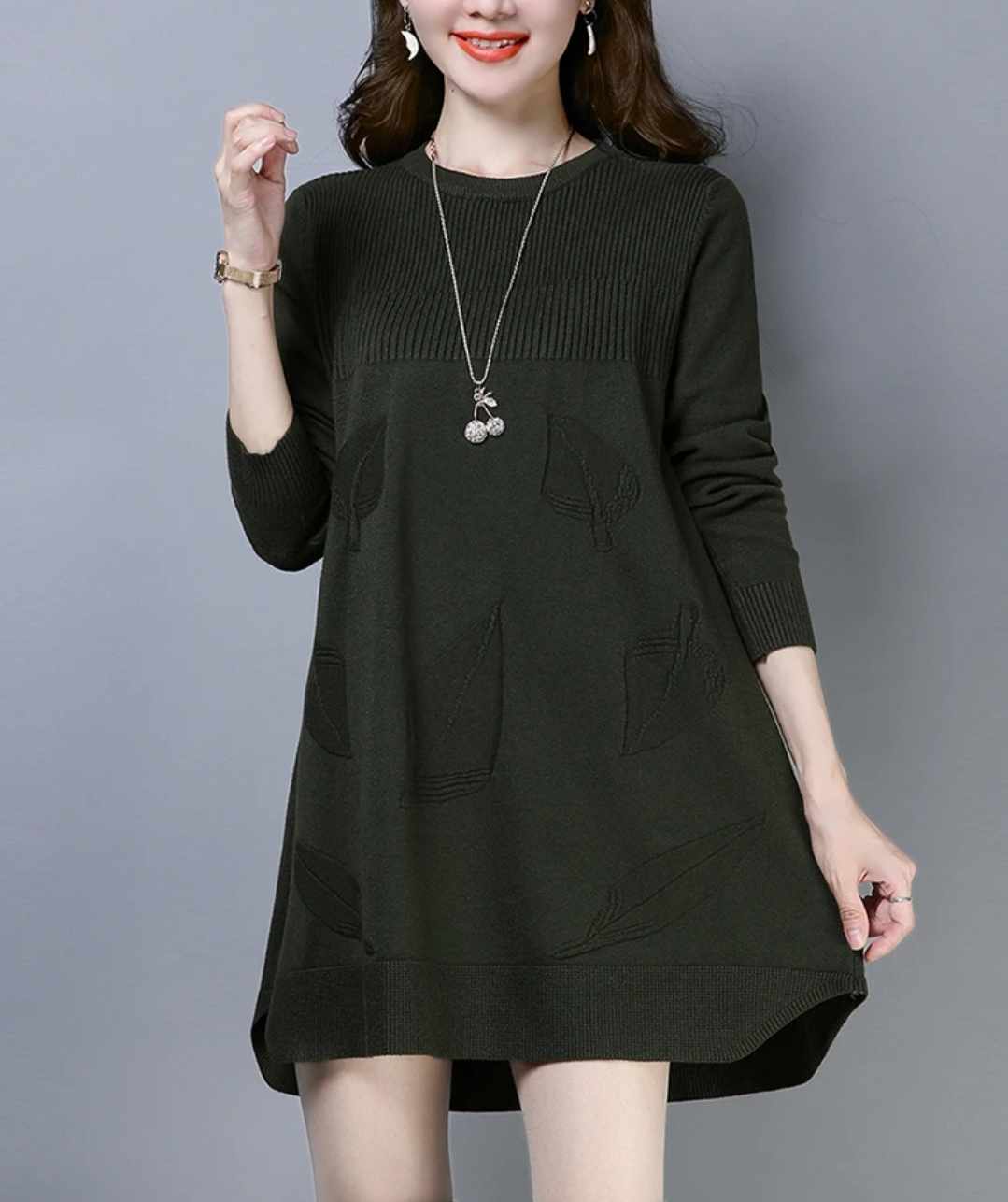 Zielony długi sweter/tunika rozmiar S - obrazek 2