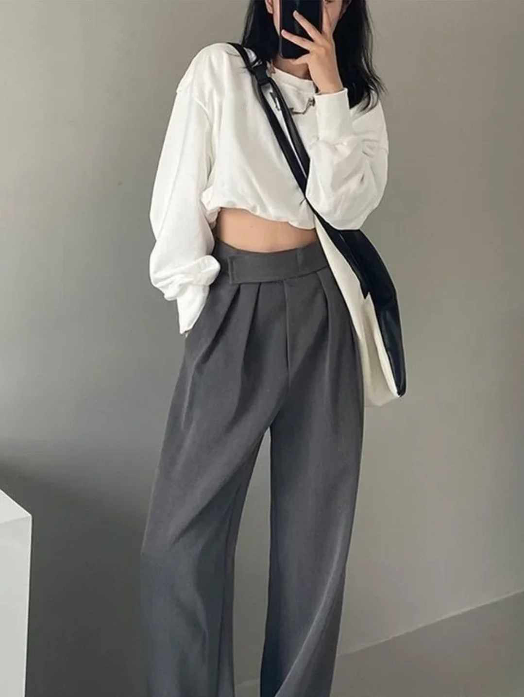 Damskie luźne spodnie szare rozmiar M - obrazek 4