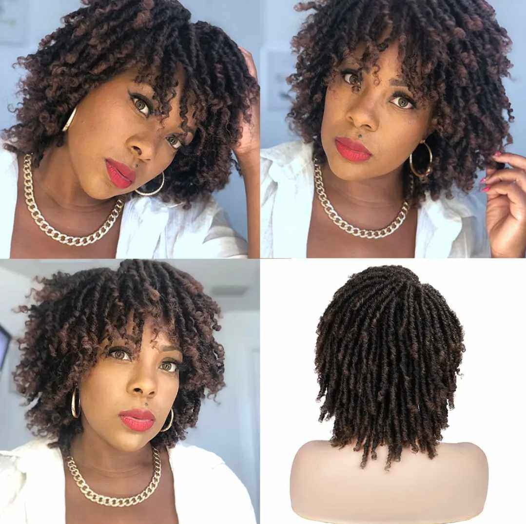 Peruka krótka afro ciemny brąz długość 30 cm - obrazek 8