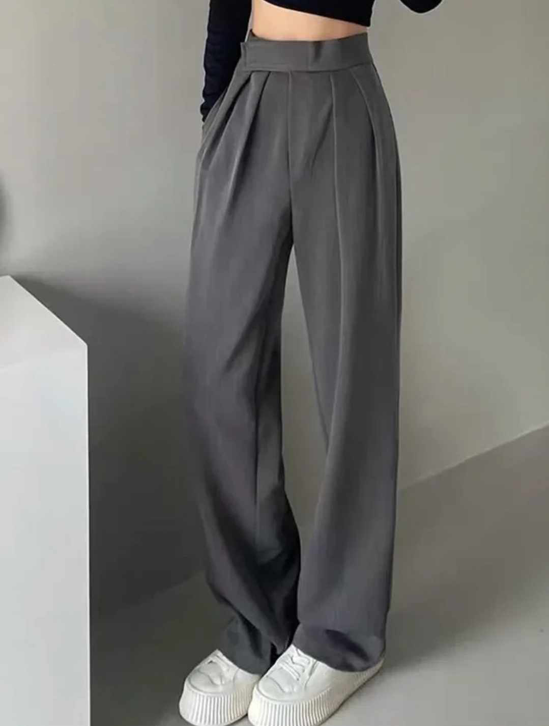 Damskie luźne spodnie szare rozmiar M - obrazek 2