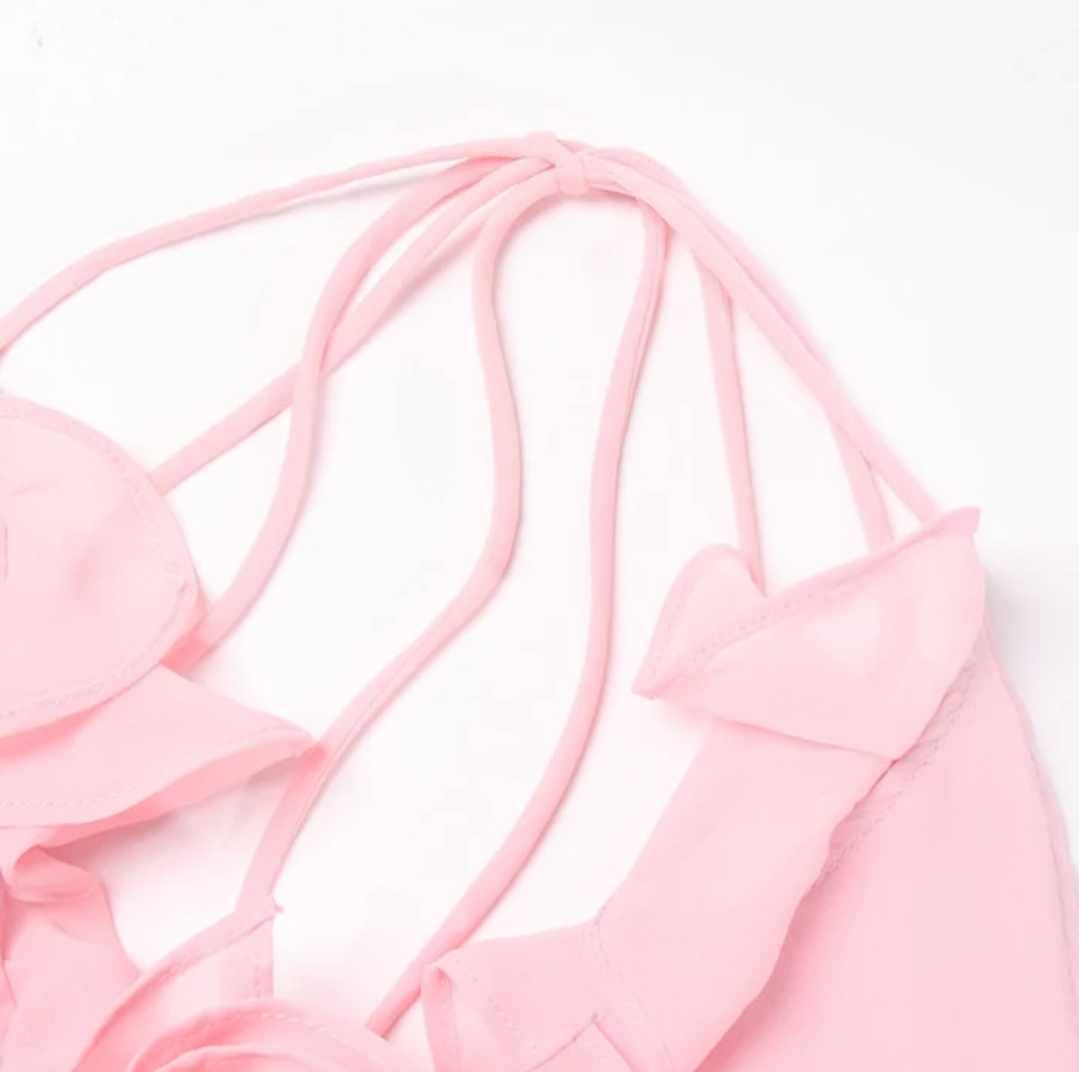 Sukienka różowa mini z marszczeniami XS - obrazek 5