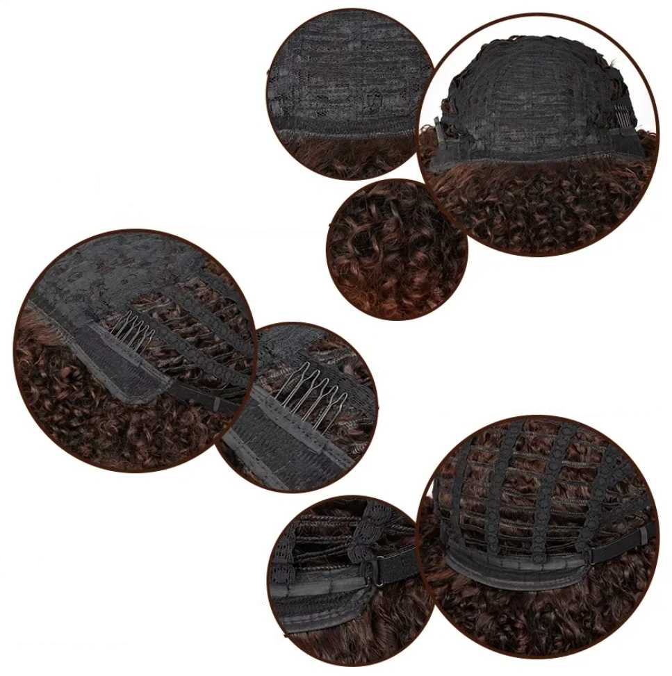 Peruka krótka bordowe afro długość 45 cm - obrazek 4