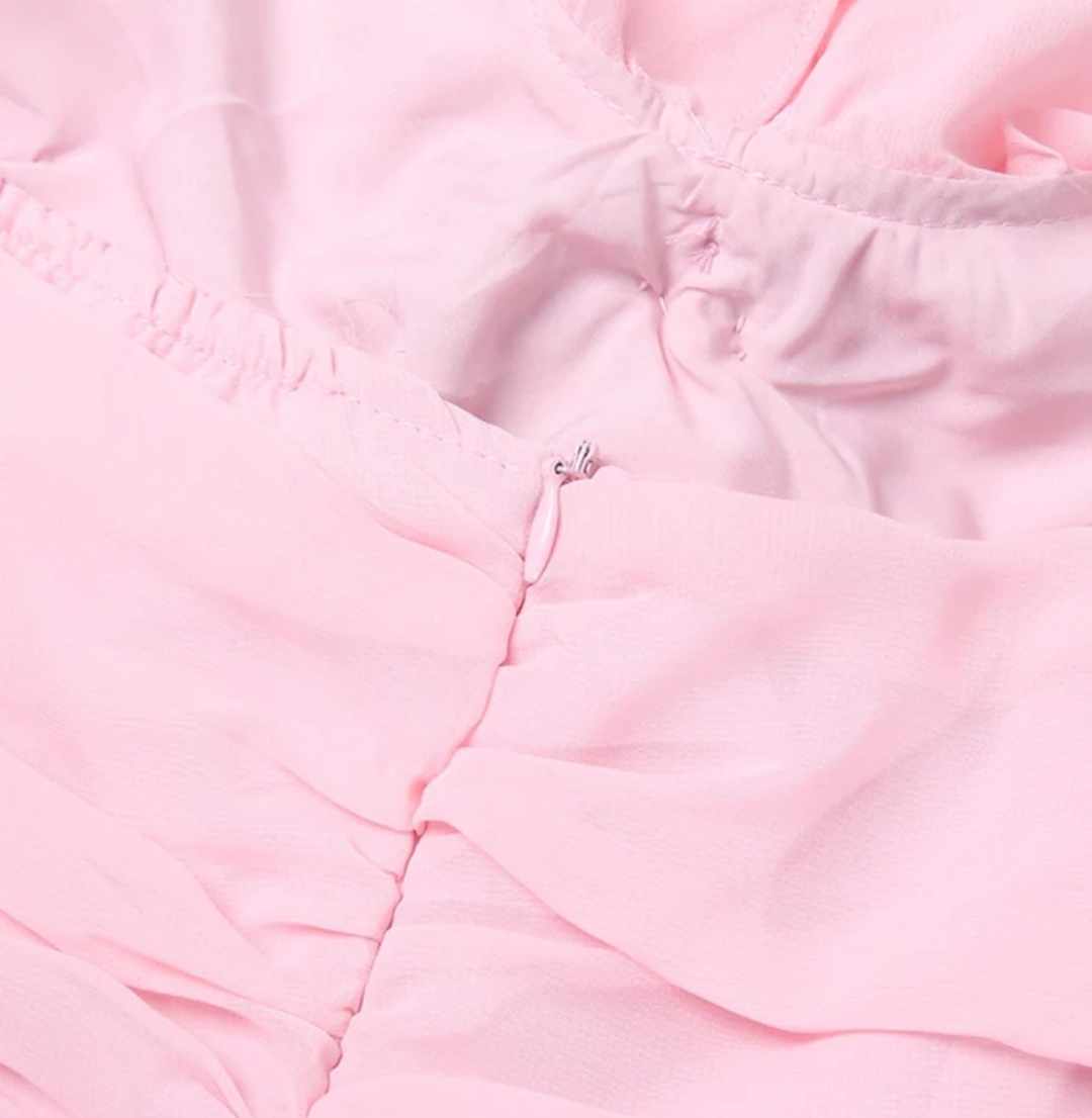 Sukienka różowa mini z marszczeniami XS - obrazek 6