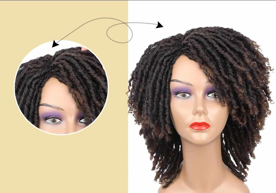 Peruka krótka afro ciemny brąz długość 30 cm - obrazek 4