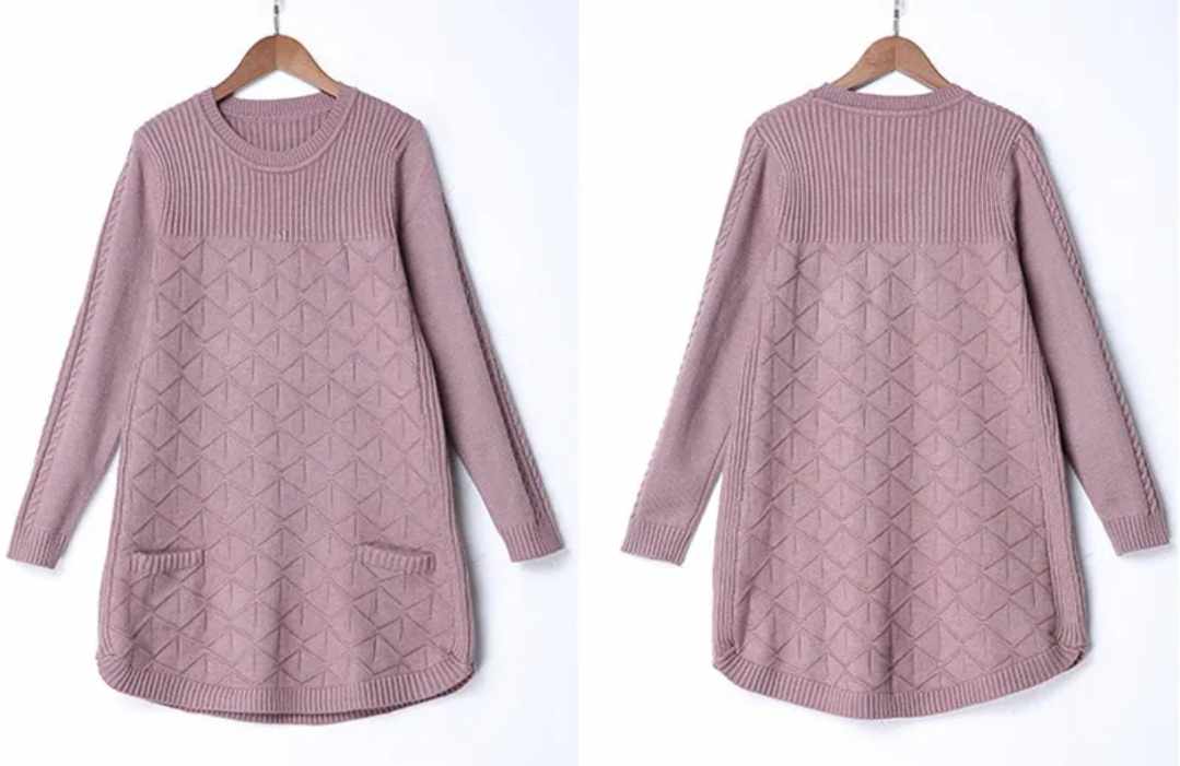 Sweter szary długi z kieszonkami rozmiar M - obrazek 2