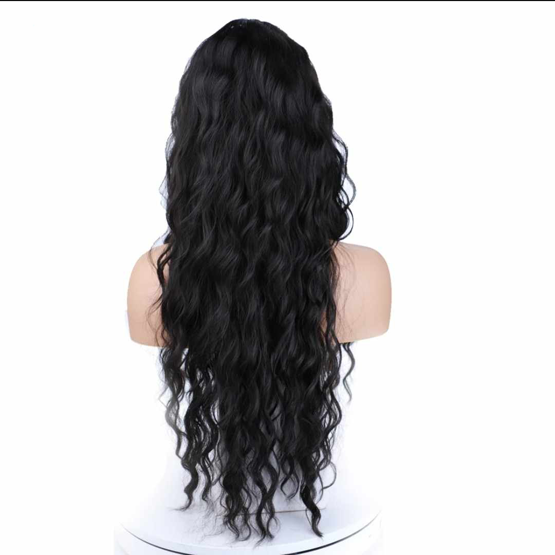 Peruka ciemny brąz falowana długość 65 cm - obrazek 3