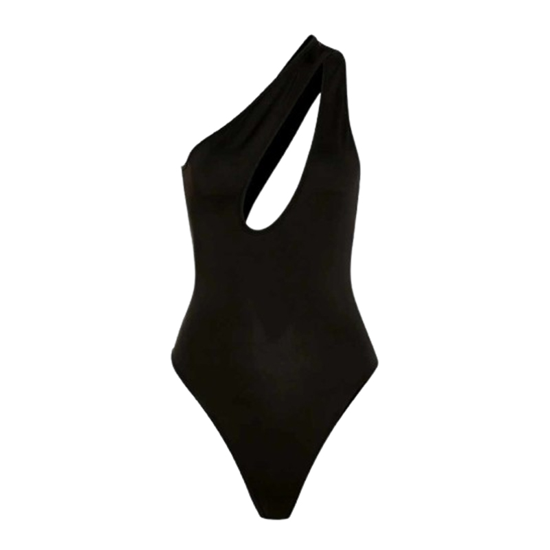 Damskie body czarne z wycięciem