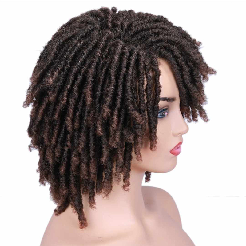 Peruka krótka afro ciemny brąz długość 30 cm