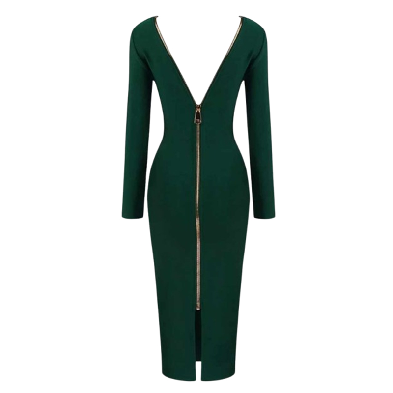 Bandażowa zielona sukienka DWUSTRONNA XS/S - obrazek 3