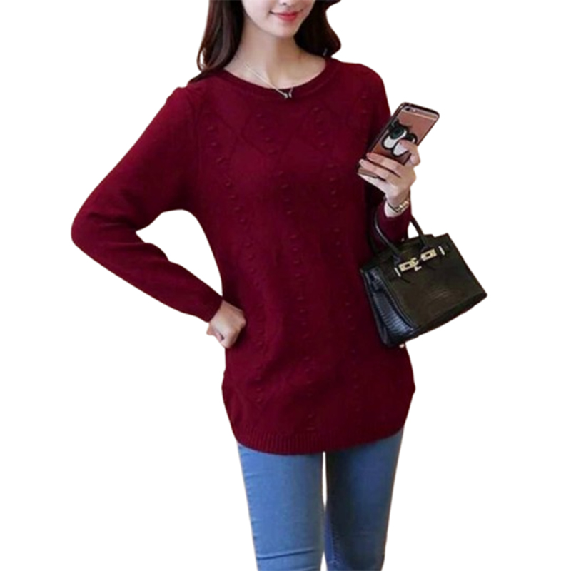 Zielony długi sweter bordowy rozmiar S/M - obrazek 2