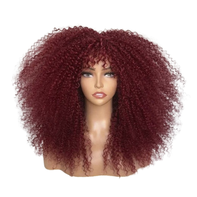 Peruka krótka bordowe afro długość 45 cm