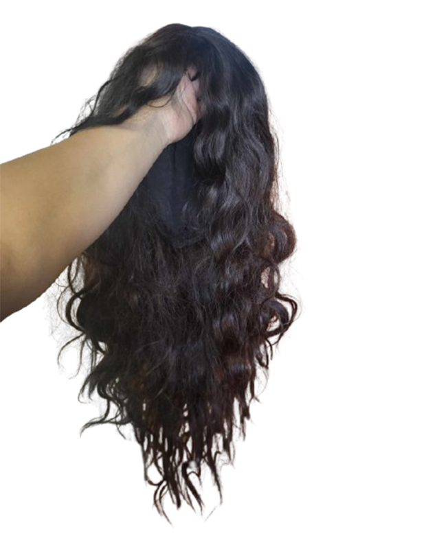 Peruka ciemny brąz falowana długość 65 cm - obrazek 4