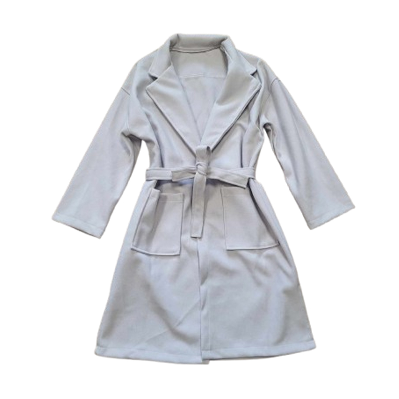 Płaszcz damski wiązany pasekiem w talii