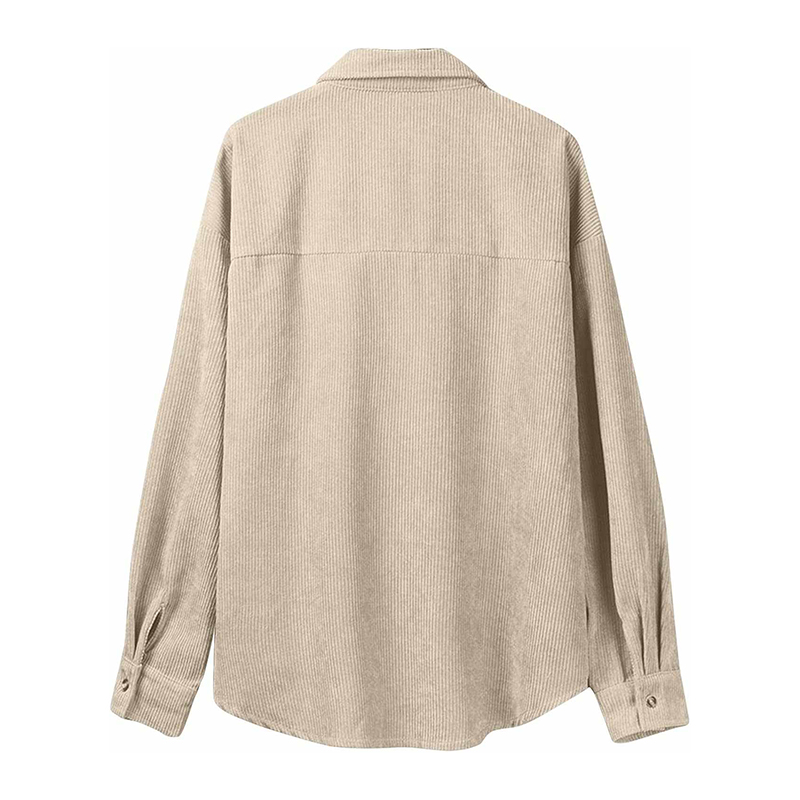 Damska sztruksowa koszula beżowa oversize - obrazek 2