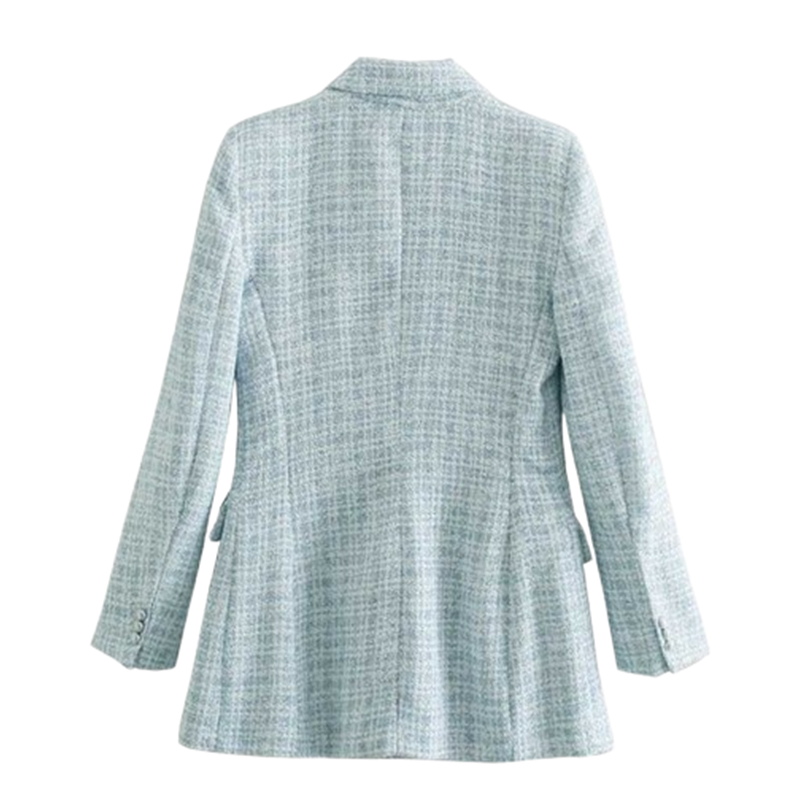 Damska dzianinowa marynarka niebieska - obrazek 2