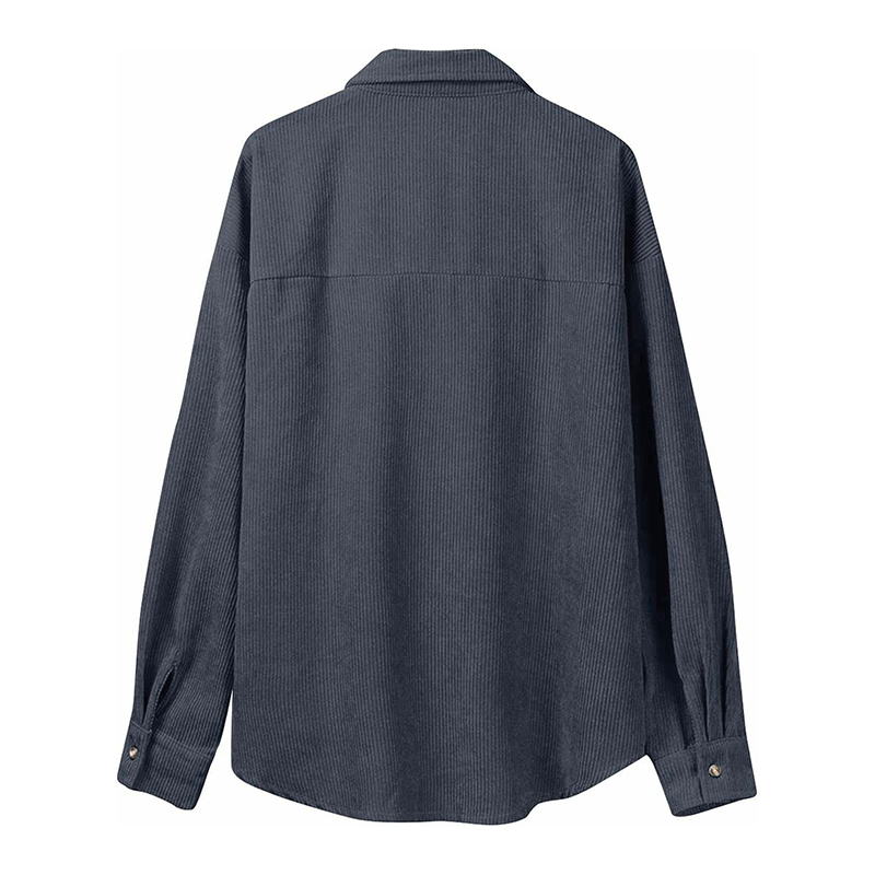 Damska sztruksowa koszula szara oversize - obrazek 2