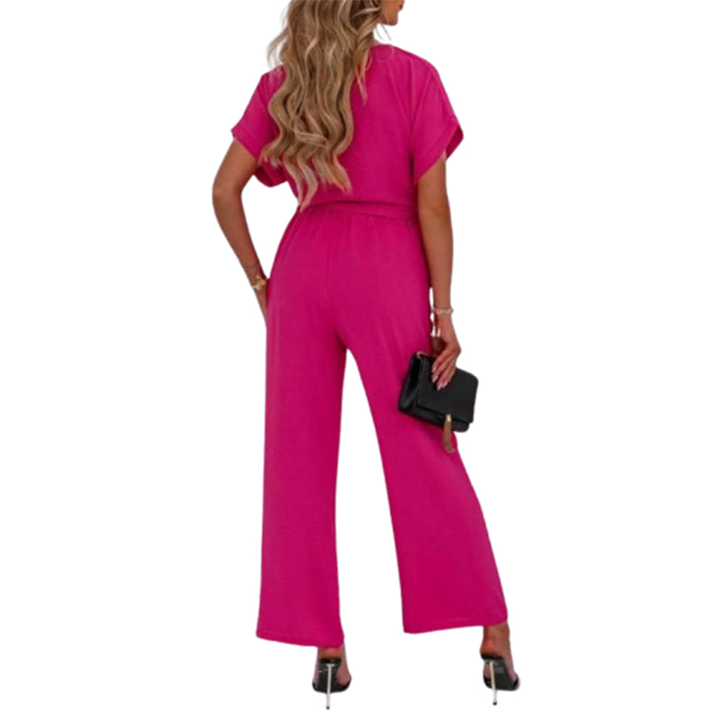 Damski kombinezon maxi z krótkim rękawem S - obrazek 3