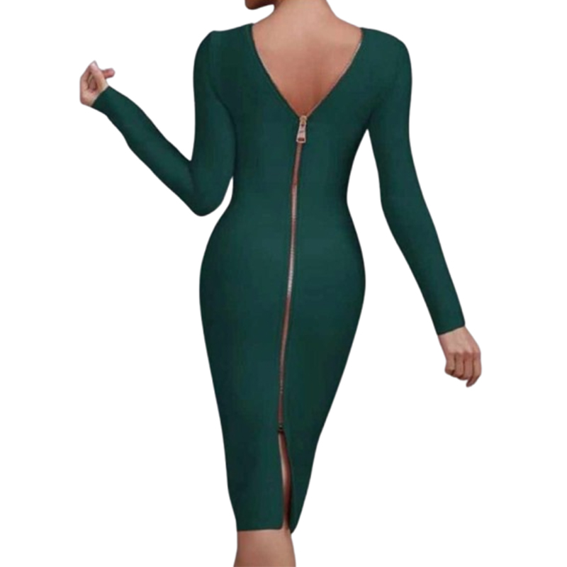 Bandażowa zielona sukienka DWUSTRONNA XS/S - obrazek 5