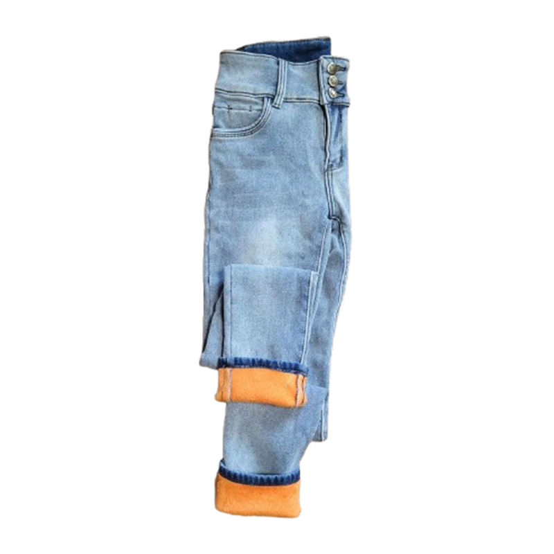 Damskie spodnie dżinsowe ocieplane polarem - obrazek 5