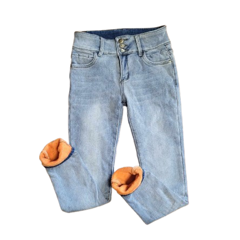 Damskie spodnie dżinsowe ocieplane polarem - obrazek 6