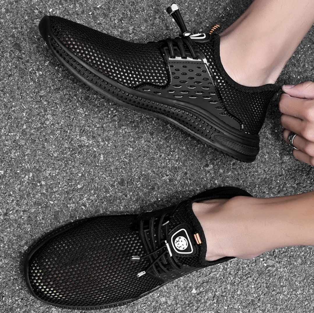 Męskie oddychające czarne buty siateczkowe - obrazek 4