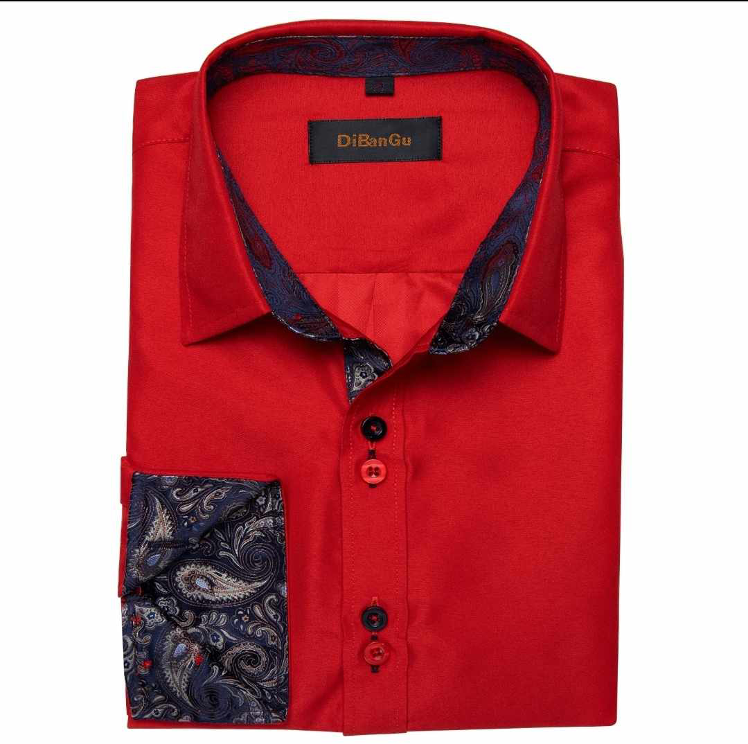 Męska czerwona koszula z długim rękawem - obrazek 4